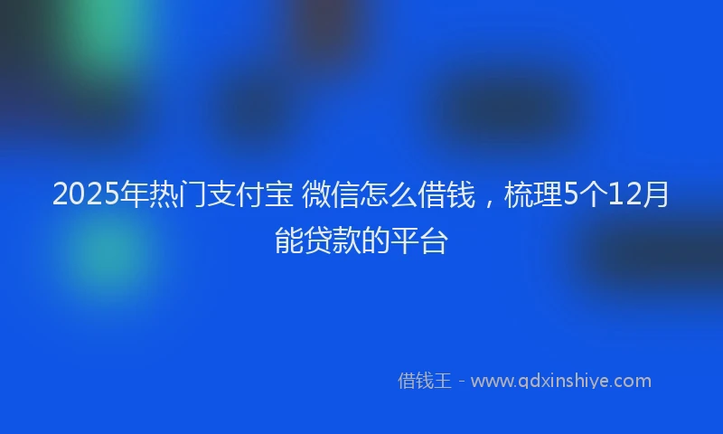 2025年热门支付宝 微信怎么借钱，梳理5个12月能贷款的平台