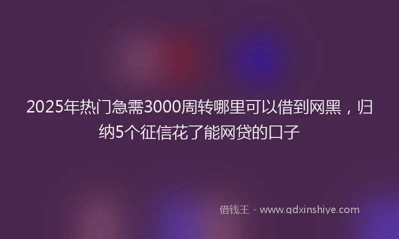 2025年热门急需3000周转哪里可以借到网黑，归纳5个征信花了能网贷的口子