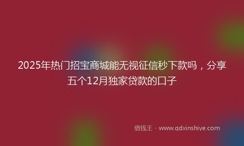2025年热门招宝商城能无视征信秒下款吗，分享五个12月独家贷款的口子