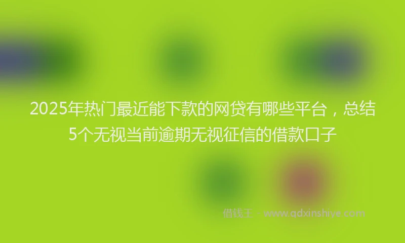 2025年热门最近能下款的网贷有哪些平台，总结5个无视当前逾期无视征信的借款口子