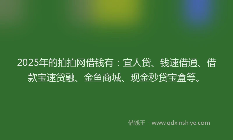 2025年的拍拍网借钱有：宜人贷、钱速借通、借款宝速贷融、金鱼商城、现金秒贷宝盒等。