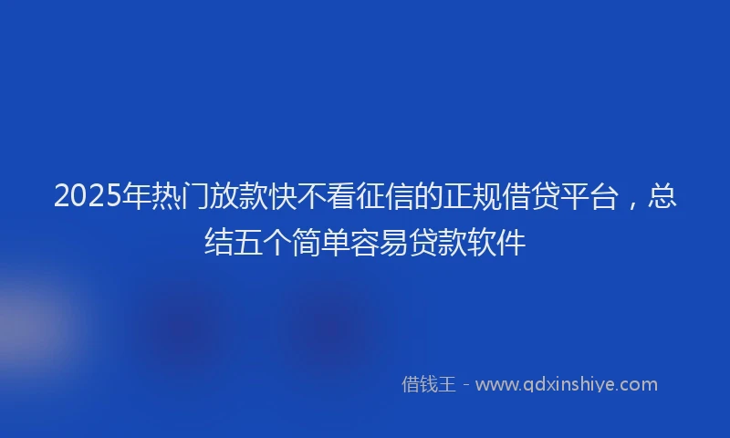 2025年热门放款快不看征信的正规借贷平台，总结五个简单容易贷款软件