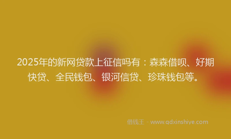 2025年的新网贷款上征信吗有：森森借呗、好期快贷、全民钱包、银河信贷、珍珠钱包等。