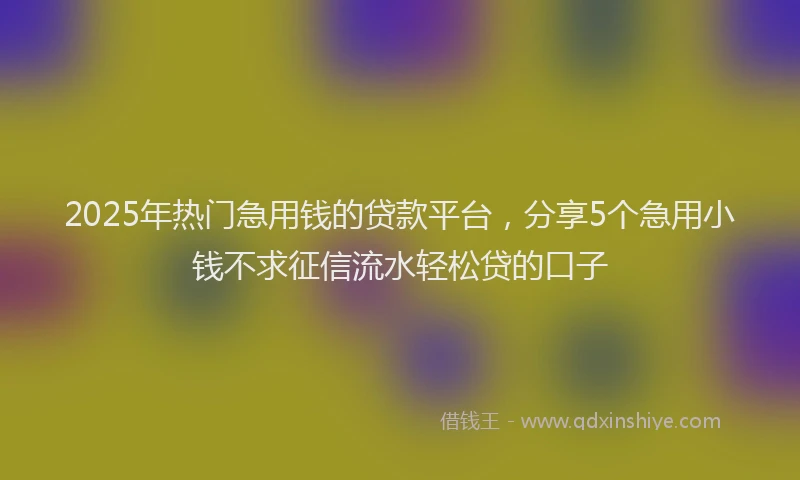 2025年热门急用钱的贷款平台，分享5个急用小钱不求征信流水轻松贷的口子