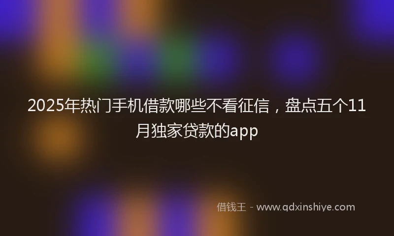 2025年热门手机借款哪些不看征信，盘点五个11月独家贷款的app
