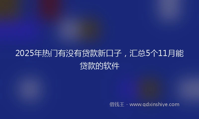 2025年热门有没有贷款新口子，汇总5个11月能贷款的软件