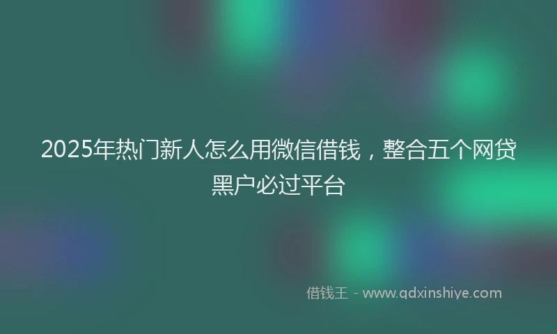 2025年热门新人怎么用微信借钱，整合五个网贷黑户必过平台