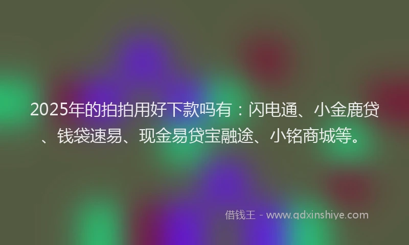 2025年的拍拍用好下款吗有：闪电通、小金鹿贷、钱袋速易、现金易贷宝融途、小铭商城等。