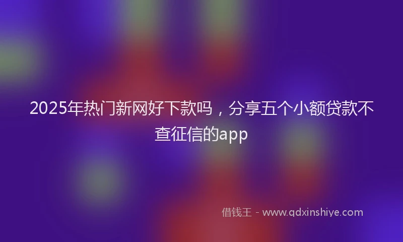 2025年热门新网好下款吗，分享五个小额贷款不查征信的app