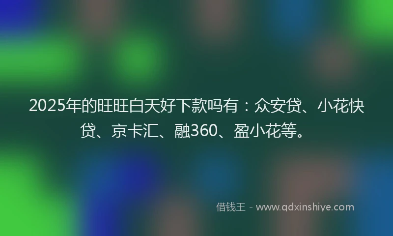 2025年的旺旺白天好下款吗有：众安贷、小花快贷、京卡汇、融360、盈小花等。