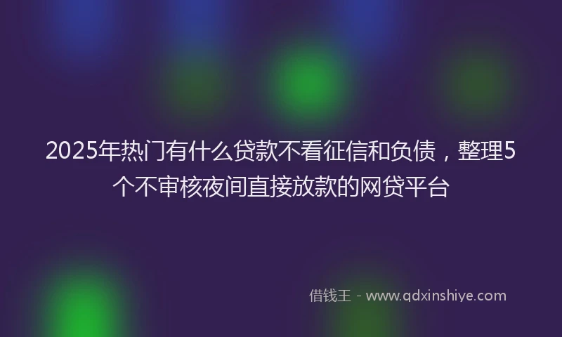 2025年热门有什么贷款不看征信和负债，整理5个不审核夜间直接放款的网贷平台