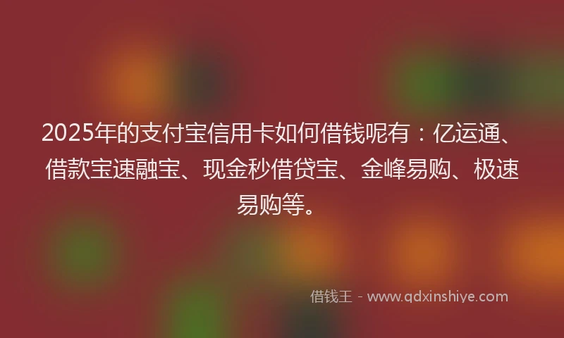 2025年的支付宝信用卡如何借钱呢有：亿运通、借款宝速融宝、现金秒借贷宝、金峰易购、极速易购等。