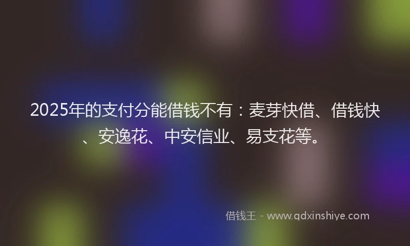 2025年的支付分能借钱不有：麦芽快借、借钱快、安逸花、中安信业、易支花等。