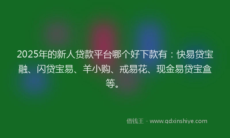 2025年的新人贷款平台哪个好下款有：快易贷宝融、闪贷宝易、羊小购、戒易花、现金易贷宝盒等。