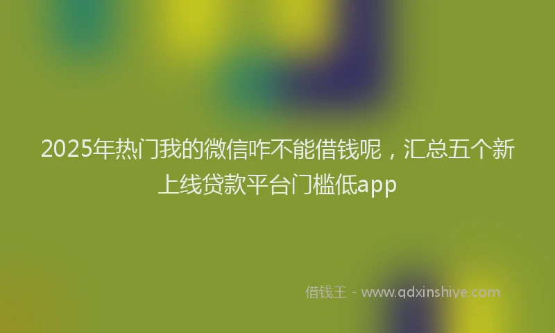 2025年热门我的微信咋不能借钱呢，汇总五个新上线贷款平台门槛低app