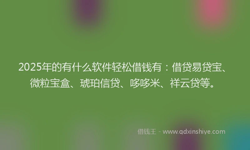 2025年的有什么软件轻松借钱有：借贷易贷宝、微粒宝盒、琥珀信贷、哆哆米、祥云贷等。