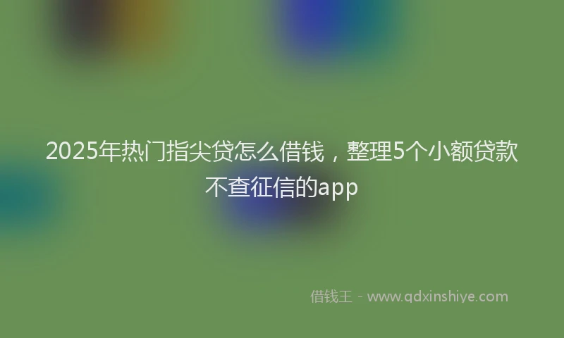 2025年热门指尖贷怎么借钱，整理5个小额贷款不查征信的app