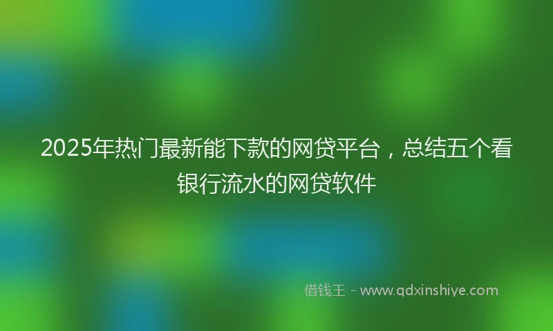2025年热门最新能下款的网贷平台，总结五个看银行流水的网贷软件
