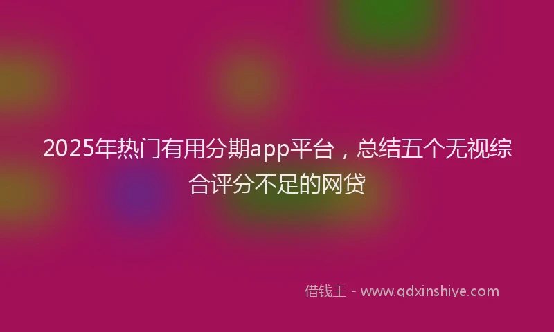 2025年热门有用分期app平台，总结五个无视综合评分不足的网贷