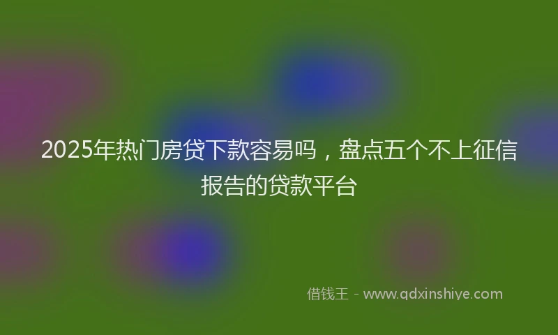 2025年热门房贷下款容易吗，盘点五个不上征信报告的贷款平台