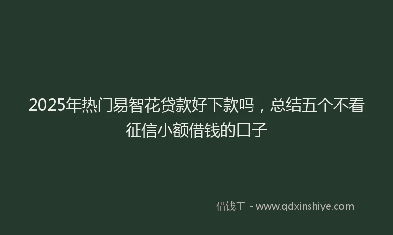 2025年热门易智花贷款好下款吗，总结五个不看征信小额借钱的口子