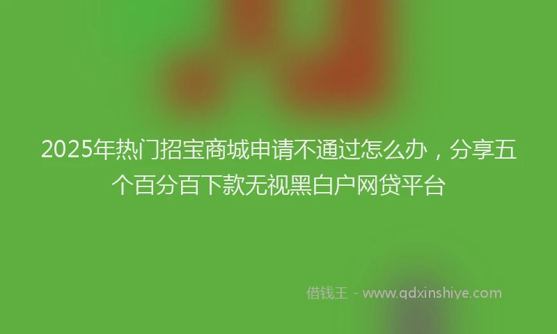 2025年热门招宝商城申请不通过怎么办，分享五个百分百下款无视黑白户网贷平台