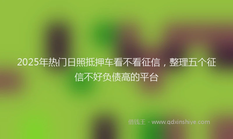 2025年热门日照抵押车看不看征信，整理五个征信不好负债高的平台