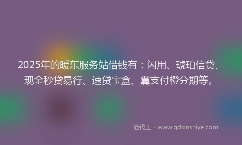 2025年的暖东服务站借钱有：闪用、琥珀信贷、现金秒贷易行、速贷宝盒、翼支付橙分期等。