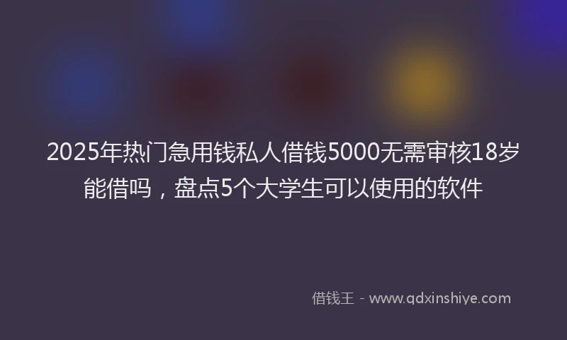 2025年热门急用钱私人借钱5000无需审核18岁能借吗，盘点5个大学生可以使用的软件