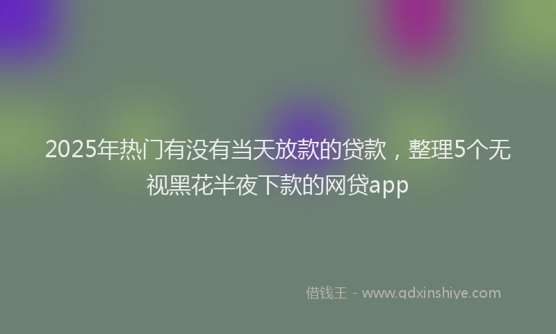 2025年热门有没有当天放款的贷款，整理5个无视黑花半夜下款的网贷app
