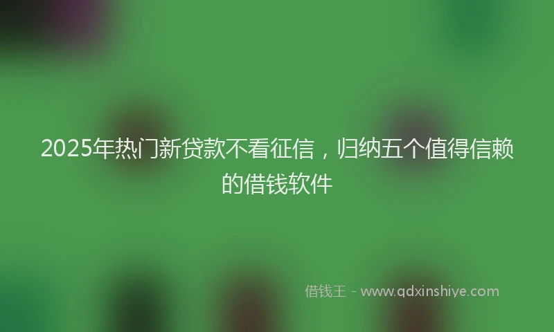 2025年热门新贷款不看征信，归纳五个值得信赖的借钱软件