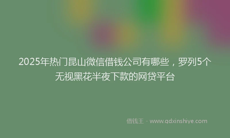 2025年热门昆山微信借钱公司有哪些，罗列5个无视黑花半夜下款的网贷平台