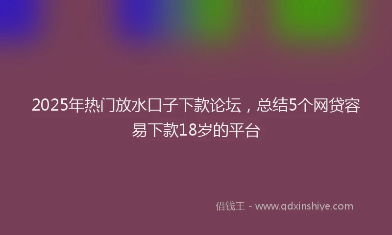 2025年热门放水口子下款论坛，总结5个网贷容易下款18岁的平台