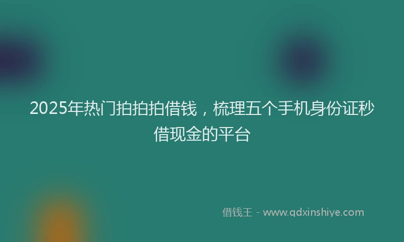 2025年热门拍拍拍借钱，梳理五个手机身份证秒借现金的平台