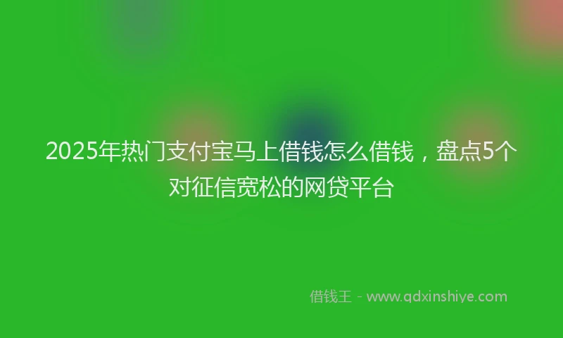 2025年热门支付宝马上借钱怎么借钱，盘点5个对征信宽松的网贷平台