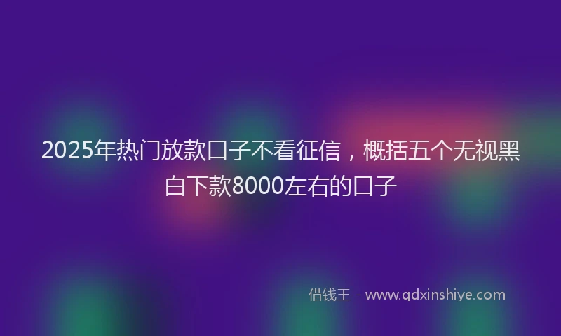 2025年热门放款口子不看征信，概括五个无视黑白下款8000左右的口子
