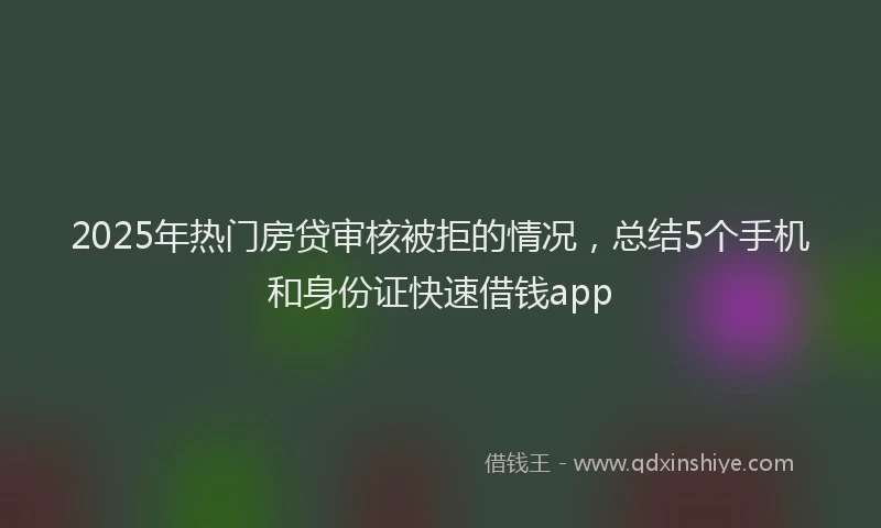 2025年热门房贷审核被拒的情况，总结5个手机和身份证快速借钱app