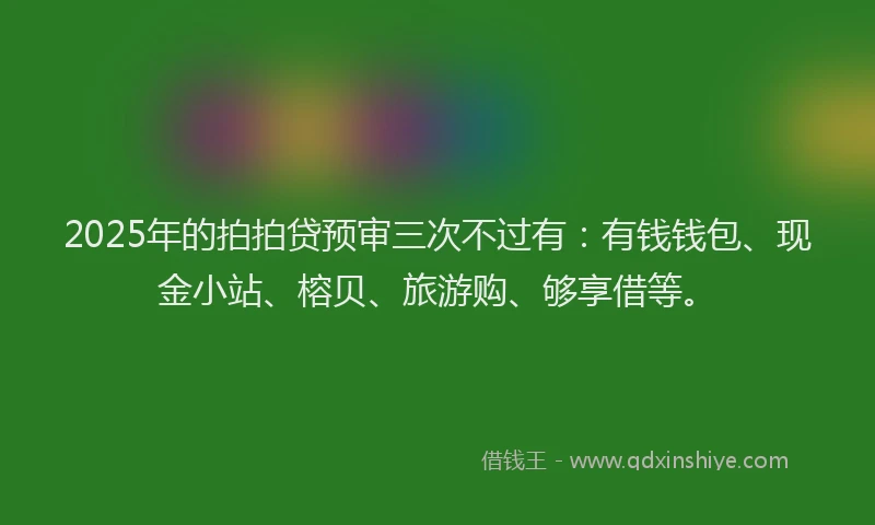 2025年的拍拍贷预审三次不过有：有钱钱包、现金小站、榕贝、旅游购、够享借等。
