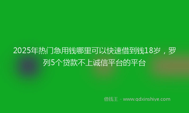 2025年热门急用钱哪里可以快速借到钱18岁，罗列5个贷款不上诚信平台的平台