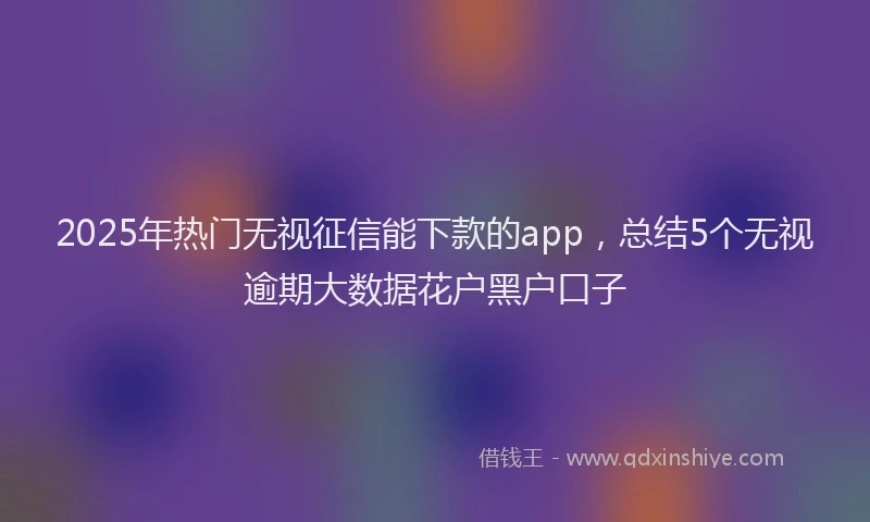 2025年热门无视征信能下款的app，总结5个无视逾期大数据花户黑户口子