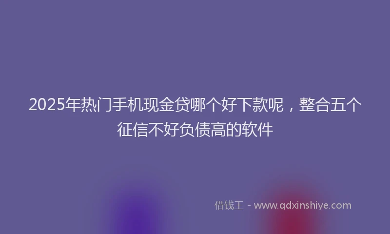 2025年热门手机现金贷哪个好下款呢，整合五个征信不好负债高的软件