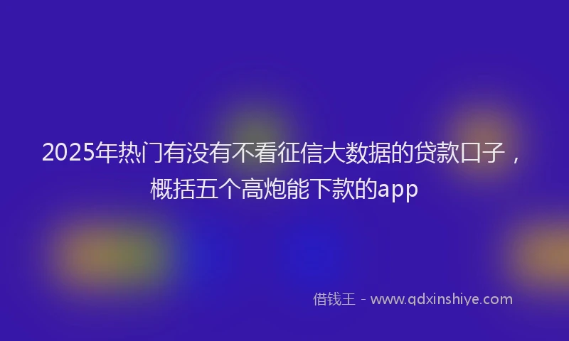 2025年热门有没有不看征信大数据的贷款口子，概括五个高炮能下款的app