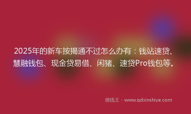 2025年的新车按揭通不过怎么办有：钱站速贷、慧融钱包、现金贷易借、闲猪、速贷Pro钱包等。