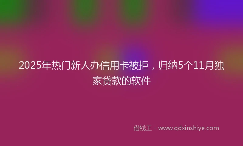 2025年热门新人办信用卡被拒，归纳5个11月独家贷款的软件