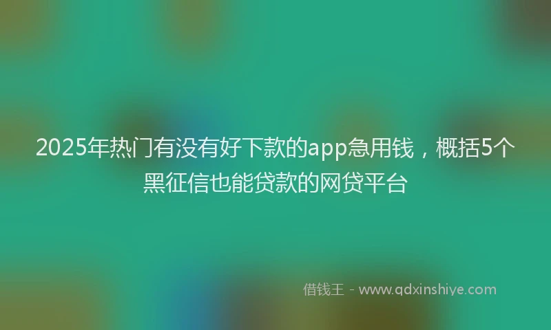 2025年热门有没有好下款的app急用钱，概括5个黑征信也能贷款的网贷平台