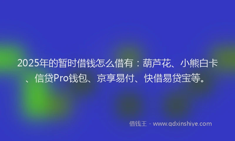 2025年的暂时借钱怎么借有：葫芦花、小熊白卡、信贷Pro钱包、京享易付、快借易贷宝等。