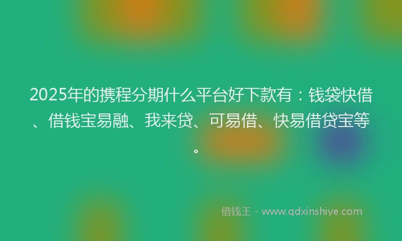 2025年的携程分期什么平台好下款有：钱袋快借、借钱宝易融、我来贷、可易借、快易借贷宝等。