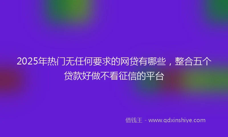 2025年热门无任何要求的网贷有哪些，整合五个贷款好做不看征信的平台