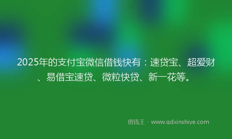 2025年的支付宝微信借钱快有：速贷宝、超爱财、易借宝速贷、微粒快贷、新一花等。
