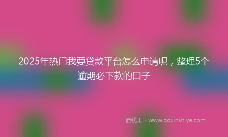 2025年热门我要贷款平台怎么申请呢，整理5个逾期必下款的口子